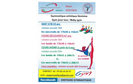 INFORMATIONS ESS GYMNASTIQUE 2022/2023